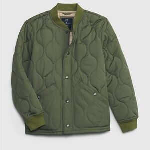 GAP kids army green quilted bomber jacket Small 6/7